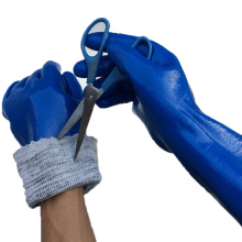 NMSAFETY imperméable nitrile enduit gants résistant à la coupe longue